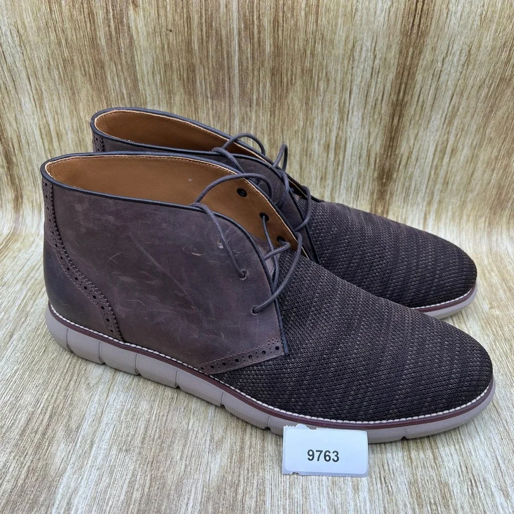 Johnston & Murphy Holden Chukka Boot Men's Size 13 Mahogany Leather Knit 20-4910